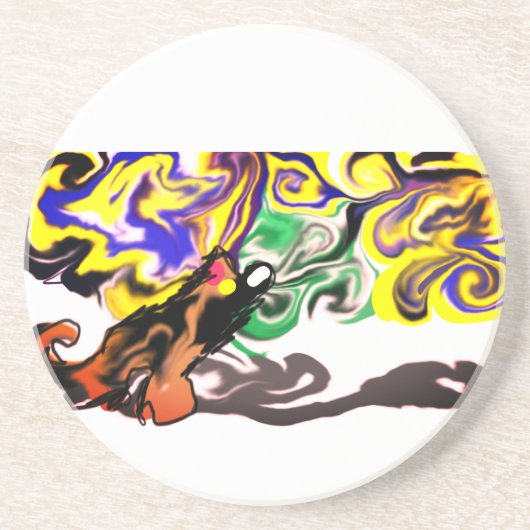 Wolf night stary  zandsteen onderzetter (Voorkant)