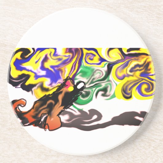 Wolf night stary  zandsteen onderzetter (Voorkant)