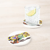 Wolf night stary  zandsteen onderzetter (Zijkant)