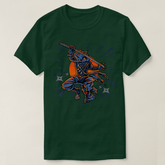 Wolf Ninja Samurai Sword Martial Arts  Japa T-shirt (Design voorkant)