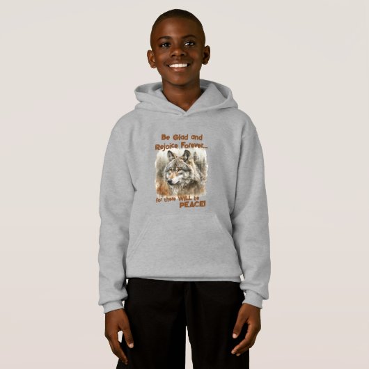 Wolf of Peace Rustieke Waterverf Hoodie (Voorkant volledig)