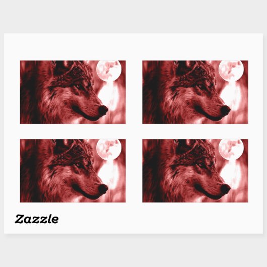 Wolf Ogen & Maan Rechthoekige Sticker (Vel)