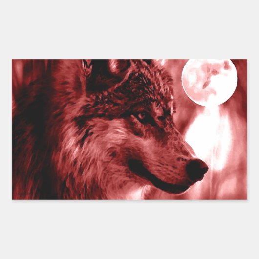 Wolf Ogen & Maan Rechthoekige Sticker (Voorkant)