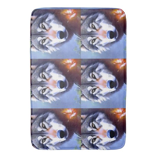 Wolf olie verf de essentie van schoonheid, badmat (Voorkant Verticaal)