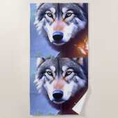 Wolf olie verf de essentie van schoonheid, strandlaken (Voorkant)