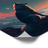 Wolf onder de bloedmaan poster (Hoek)