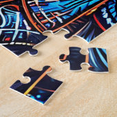 Wolf onder de halve maan 's nachts legpuzzel (Zijkant)