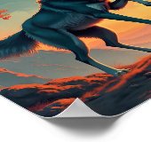 Wolf onder een bloedmaan poster (Hoek)