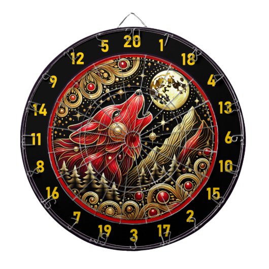 Wolf onder maanlicht brengt kracht en vrede dartbord (Voorkant)