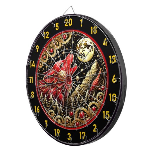 Wolf onder maanlicht brengt kracht en vrede dartbord (Voorkant Rechts)