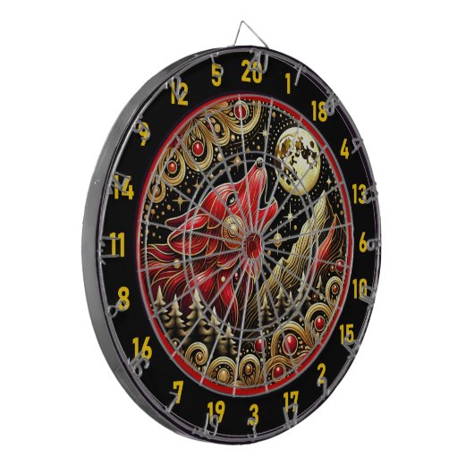 Wolf onder maanlicht brengt kracht en vrede dartbord (Voorkant Links)