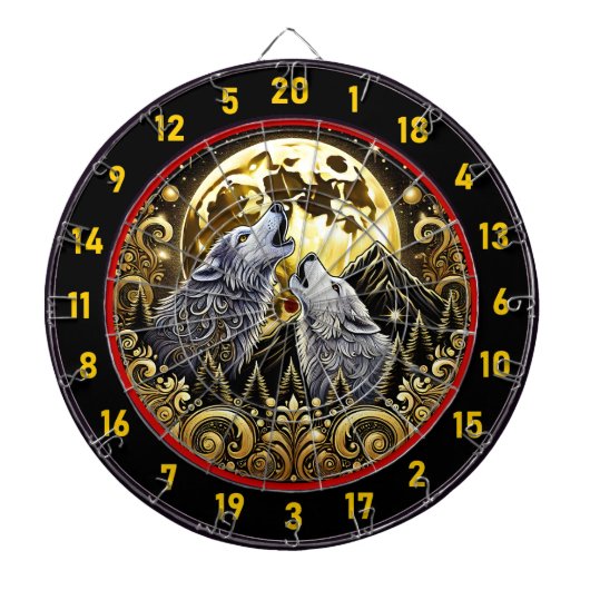 Wolf onder maanlicht brengt kracht en vrede dartbord (Voorkant)