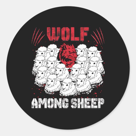 Wolf onder schapen Ik ben niet een van de schapen Ronde Sticker (Voorkant)