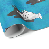 Wolf op blauw cadeaupapier (Rol Hoek)