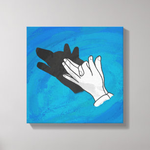 Wolf op blauw canvas afdruk