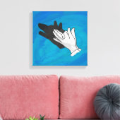 Wolf op blauw canvas afdruk (Insitu (Woonkamer))