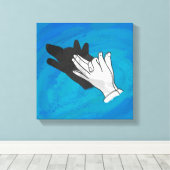 Wolf op blauw canvas afdruk (Insitu (Houten vloer))