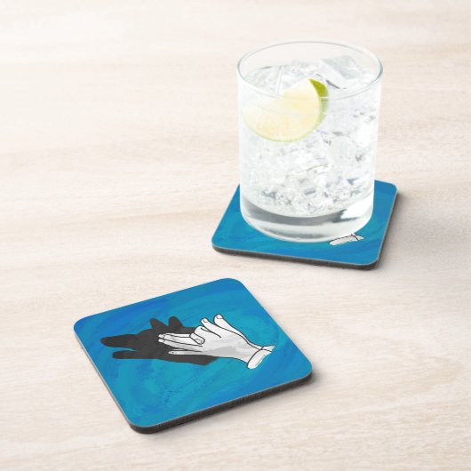 Wolf op blauw drankjes onderzetter (Rechterzijde)