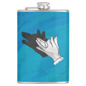 Wolf op blauw heupfles (Voorkant)