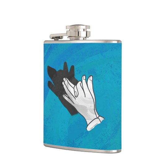 Wolf op blauw heupfles (Links)