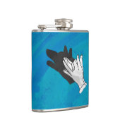 Wolf op blauw heupfles (Rechts)