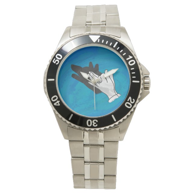 Wolf op blauw horloge (Voorkant)