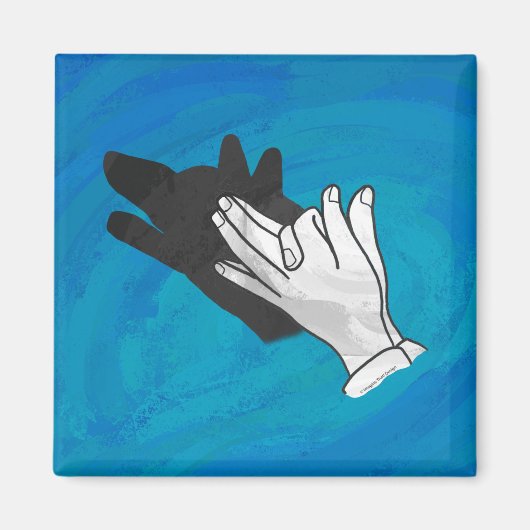 Wolf op blauw magneet (Voorkant)