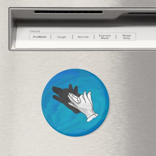 Wolf op blauw magneet (Insitu (Vaatwasser))