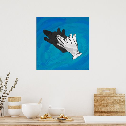 Wolf op blauw poster (Keuken)