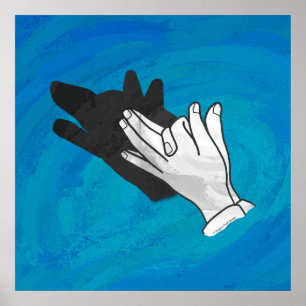 Wolf op blauw poster