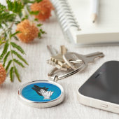 Wolf op blauw sleutelhanger (Zijkant)