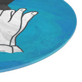 Wolf op blauw snijplank (Hoek)