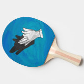 Wolf op blauw tafeltennisbatje (Zijkant)