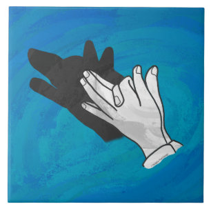 Wolf op blauw tegeltje