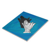 Wolf op blauw tegeltje (Zijkant)