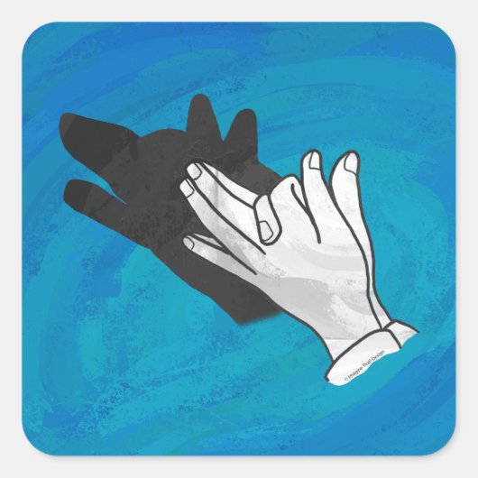 Wolf op blauw vierkante sticker (Voorkant)