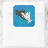 Wolf op blauw vierkante sticker (Tas)