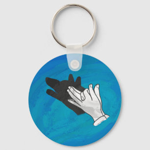 Wolf Op Blauwe Sleutelhanger