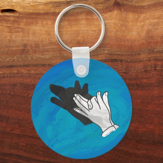 Wolf Op Blauwe Sleutelhanger (Voorkant)