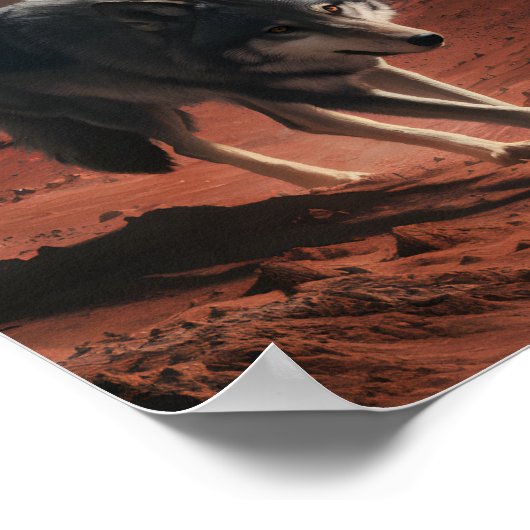 Wolf op buitenaardse planeet poster (Hoek)