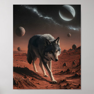 Wolf op buitenaardse planeet poster
