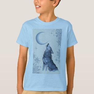 wolf op de maan t-shirt