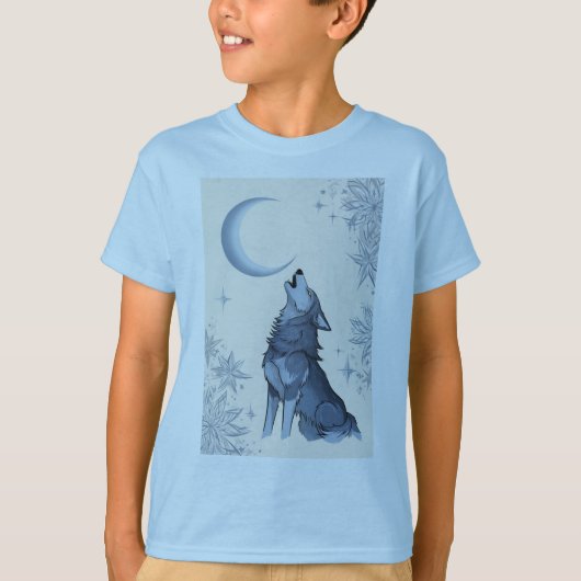 wolf op de maan t-shirt (Voorkant)