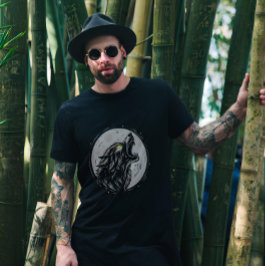 wolf op de maan t-shirt