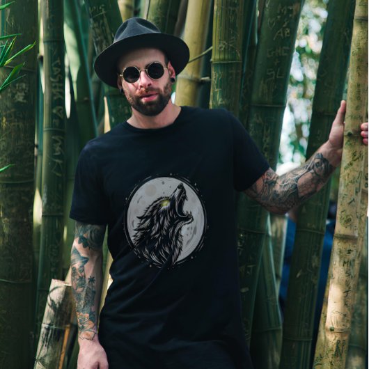 wolf op de maan t-shirt