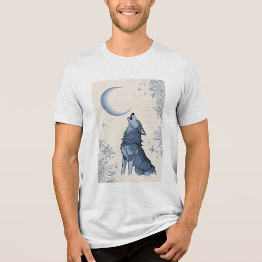 wolf op de maan Tri-Blend shirt (Voorkant)