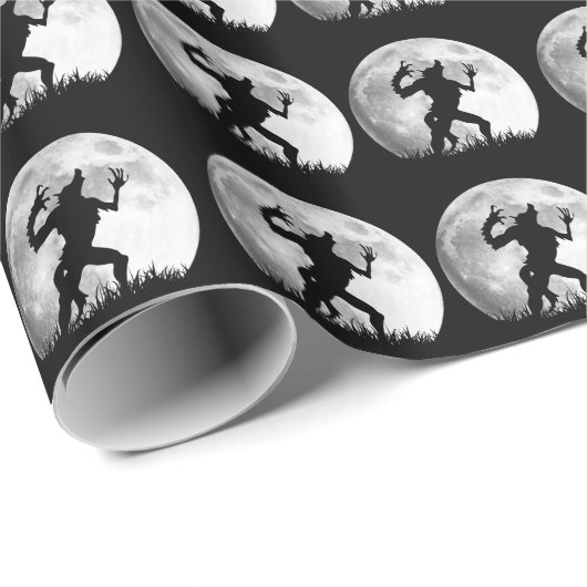 Wolf op de volle maan - Cool Halloween Cadeaupapier (Rol Hoek)