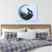Wolf op een Cliff Howling bij de maan Canvas Afdruk (Insitu (Slaapkamer))