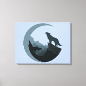 Wolf op een Cliff Howling bij de maan Canvas Afdruk (Voorkant)