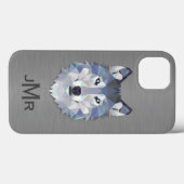 Wolf op Geborsteld Staal Metaal Effect Monogram Case-Mate iPhone Case (Achterkant (horizontaal))